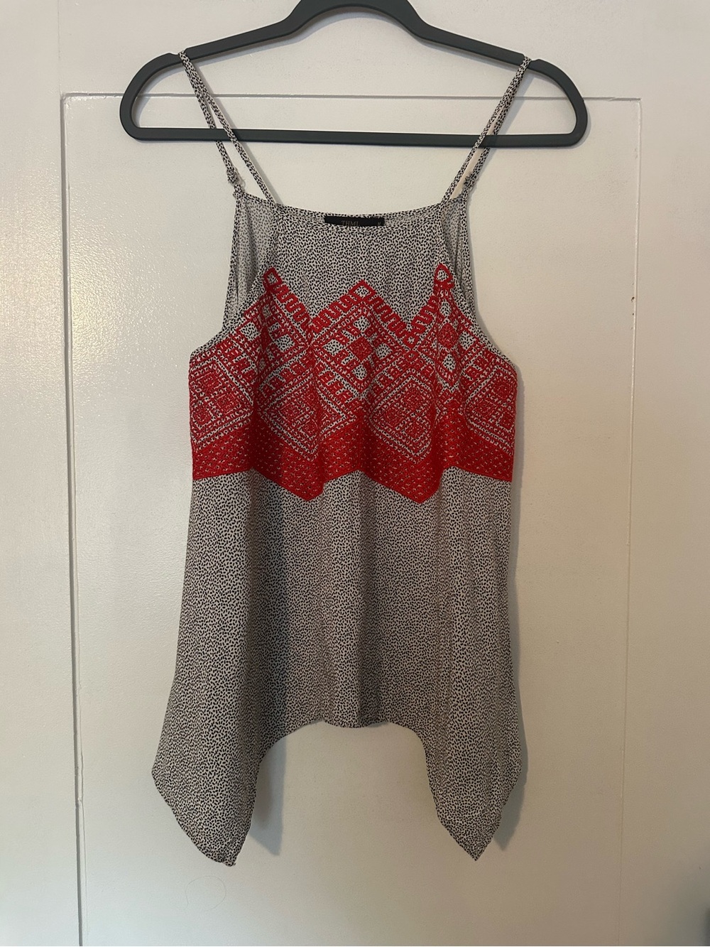 THML Embroidered Asymmetrical Hem Tank Top